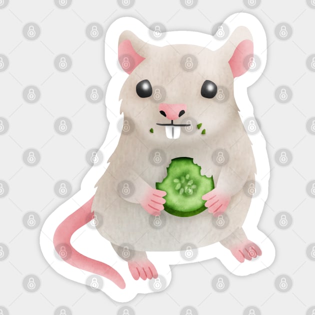 Pet rat eating cucumber Sticker by CleanRain3675